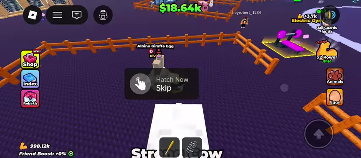 Egg timer with the Hatch Now and Skip interaction prompt.
